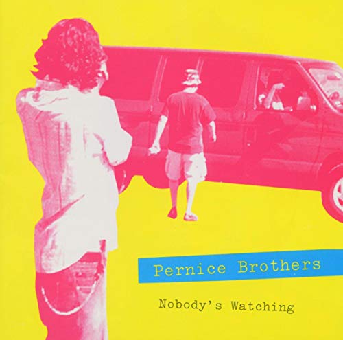 Album cover: two figures near a van, bright yellow and pink tones.
