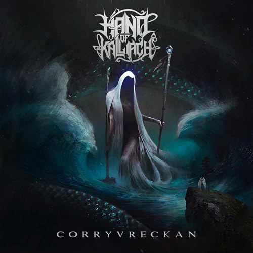 Dark album cover featuring a cloaked figure amidst swirling ocean waves.