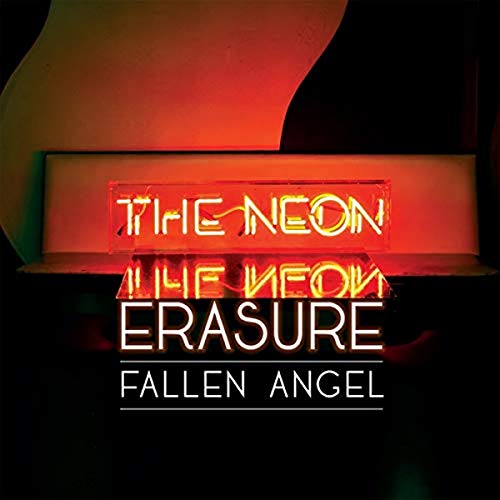 Vinyl record cover for Erasure's "Fallen Angel" with neon text.