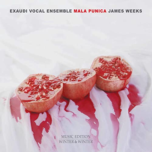CD cover with three halved pomegranates and red liquid streaks.