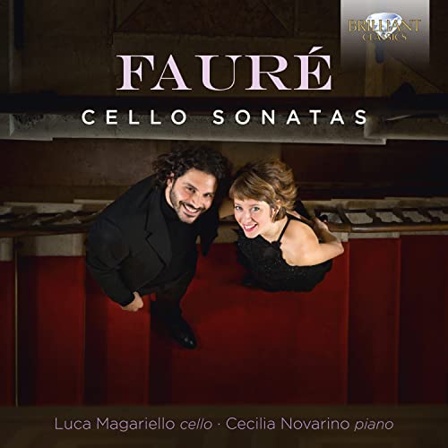 CD cover featuring musicians Luca Magariello and Cecilia Novarino, “Faure: Cello Sonatas.”