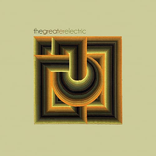 Vinyl record cover with abstract, layered geometric design in muted tones.