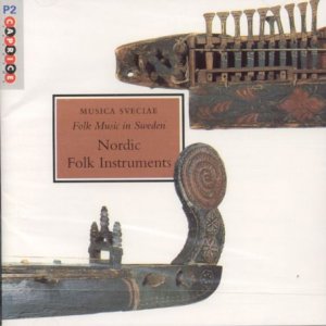 CD cover featuring carved Nordic folk instruments and text: “Nordic Folk Instruments”.