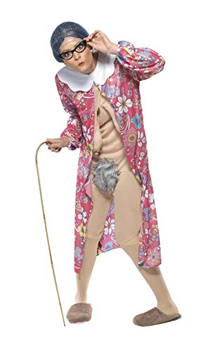 Smiffys Gravity Granny Costume, Patterned, with Dressing Gown & Bodysuit, Medium
