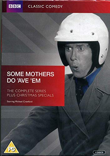 DVD cover for "Some Mothers Do 'ave 'em" featuring Michael Crawford in a helmet.