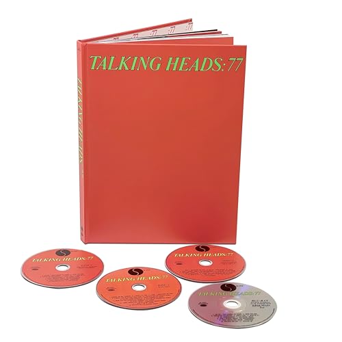 Red "Talking Heads: 77" Blu-ray box set with four accompanying discs.