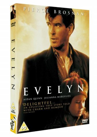 DVD cover for "Evelyn" featuring Pierce Brosnan and a young girl.