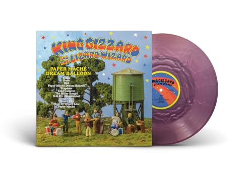 King Gizzard album cover and purple vinyl record shown against white.