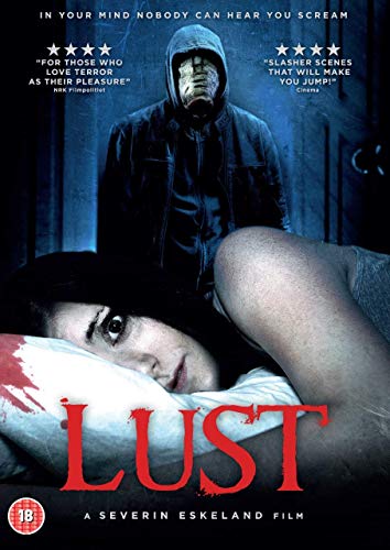DVD cover for horror film "Lust" featuring a masked figure and a woman.