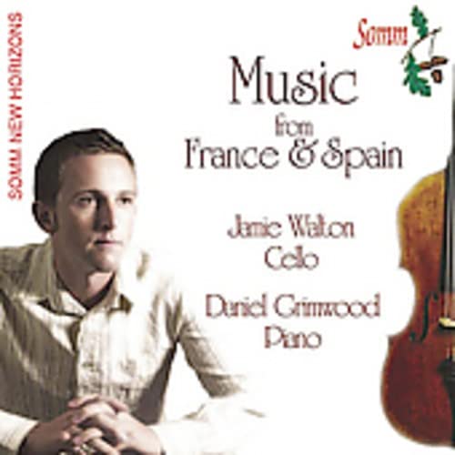 CD cover featuring a man, cello, and text: “Music from France & Spain.”