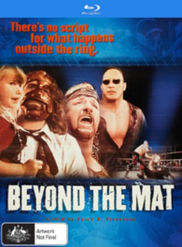 Beyond The Mat" Blu-ray cover featuring wrestlers and a young child.