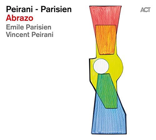 CD cover for "Abrazo" by Vincent Peirani and Emile Parisien, abstract art.