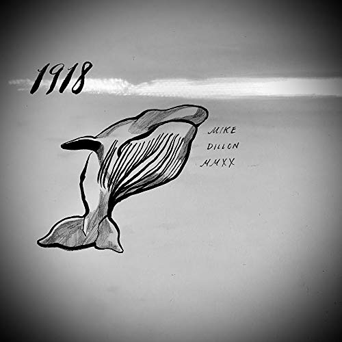 Black and white album cover with abstract drawing of a whale and text.