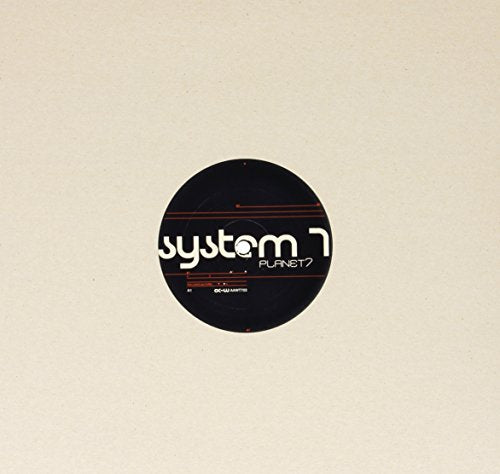 Black vinyl record with white "System 7 - Planet 7" label centered on a white background.