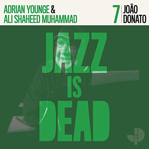 Green vinyl record cover featuring bold white text: "JAZZ IS DEAD" and artist names.