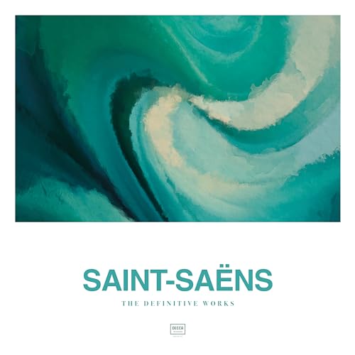 CD cover with abstract green and white swirling paint, text “SAINT-SAËNS”.
