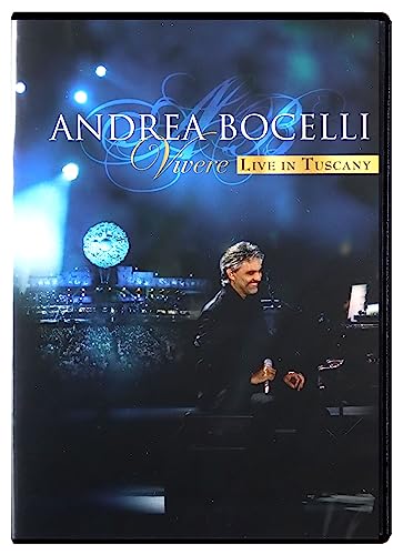 Andrea Bocelli "Vivere - Live in Tuscany" DVD cover with concert scene.
