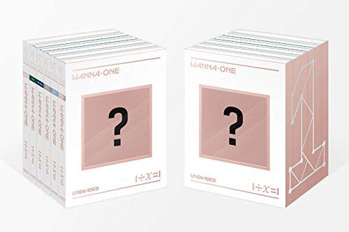 Two Wanna One “1÷χ=1 (Undivided)” CD cases with question mark designs.