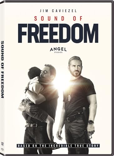 DVD cover for "Sound of Freedom" featuring a man embracing a child.