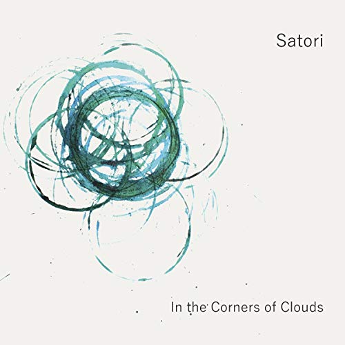 CD cover with abstract blue and green circular brushstrokes, text “Satori”.