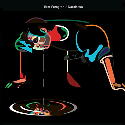 Abstract vinyl record cover depicting a figure gazing into water.