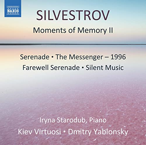 CD cover for Valentin Silvestrov’s “Moments of Memory II” with pink landscape.