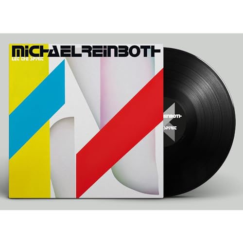 Vinyl record and album cover with bold geometric yellow, red, and blue design.