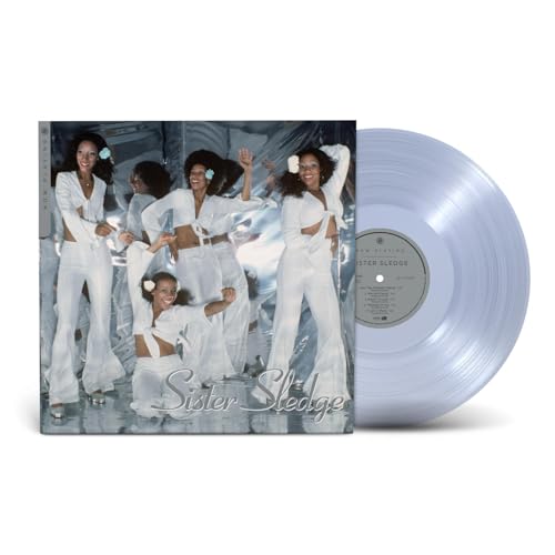 Sister Sledge album cover and translucent blue vinyl record.