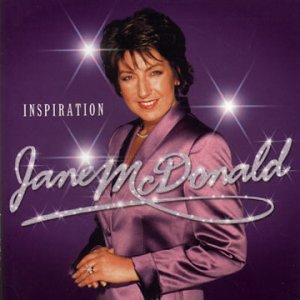 Jane McDonald’s “Inspiration” CD cover, purple background, portrait of singer.