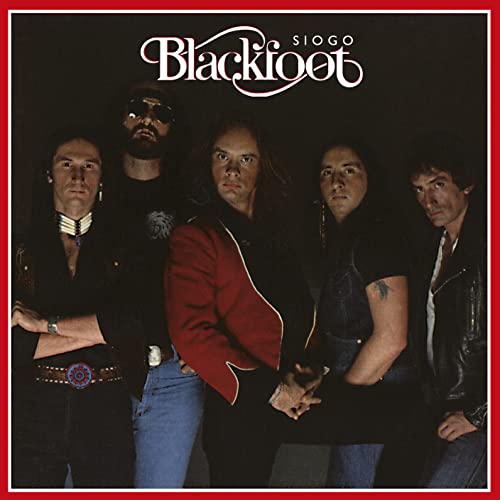 Blackfoot band portrait on the "Siogo" album cover, dark background.