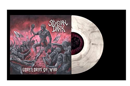 Vinyl record and album cover depicting a dark, violent battle scene.