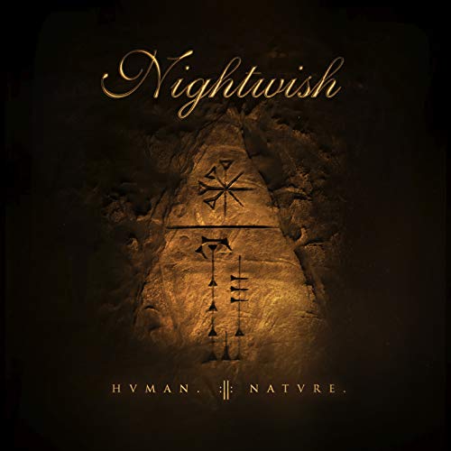Nightwish album cover: stone triangle with symbols, dark and textured background.
