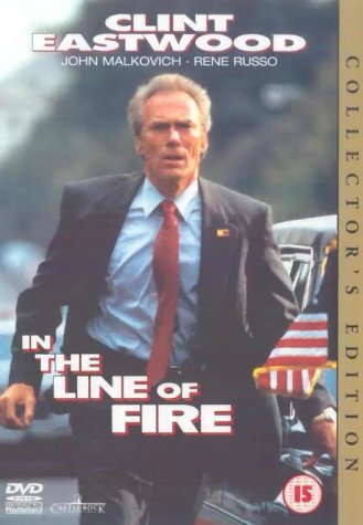 DVD cover for "In The Line Of Fire" featuring Clint Eastwood.