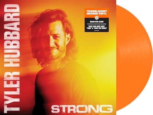 Tyler Hubbard’s “Strong” vinyl record with orange translucent disc and cover.