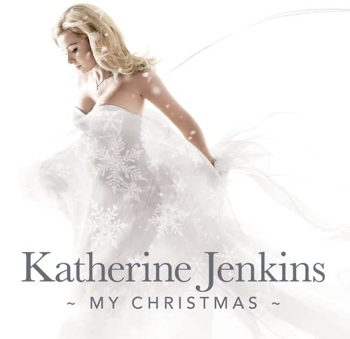 Katherine Jenkins album cover, woman in white dress with snowflakes.
