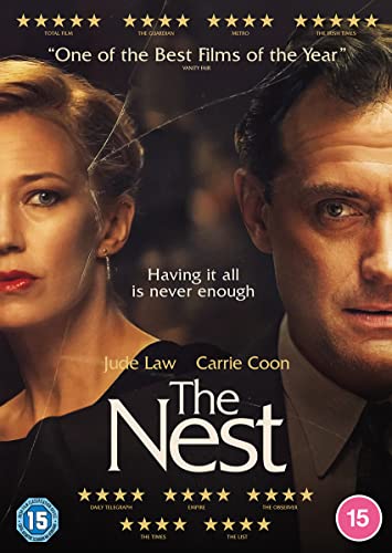 DVD cover for "The Nest" featuring Jude Law and Carrie Coon.