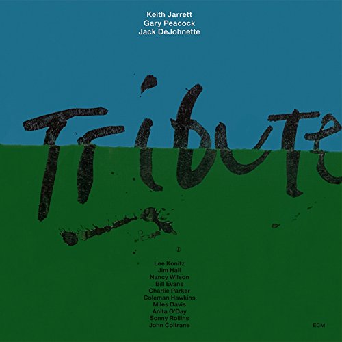 CD cover for Keith Jarrett Trio’s “Tribute” with green and blue background.