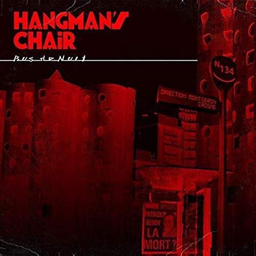 Red album cover for Hangman's Chair/Bus De Nuit, featuring a bus stop.