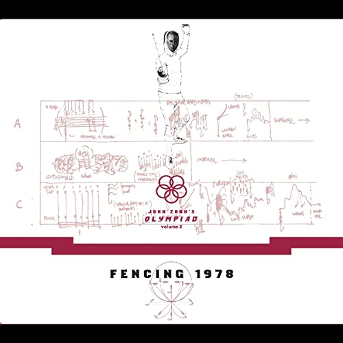 CD cover: red sketch of a fencer with musical notation and diagrams.