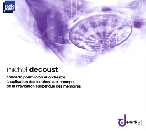 CD cover for Michel Decoust’s violin concerto, abstract purple design.