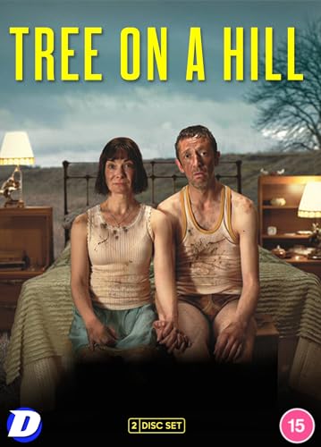 A man and woman in dirty clothing sit on a bed in a bedroom.