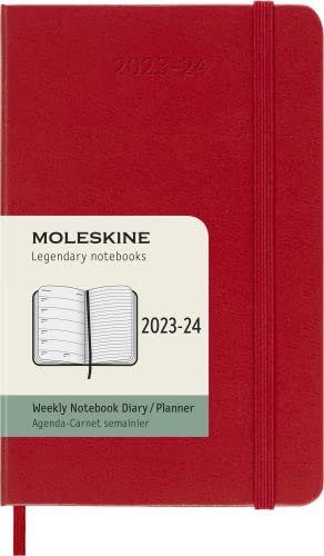 Moleskine Weekly Planner 2023-2024, 18-Months Agenda, Academic Diary, Weekly Diary with Hard Cover, Pocket Size 9 x 14 cm, Colour Scarlet Red