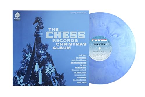 Blue vinyl record and cover for "The Chess Records Christmas Album.