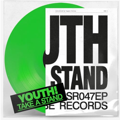 Vinyl record with green swirl and bold black and white "YOUTH" text.