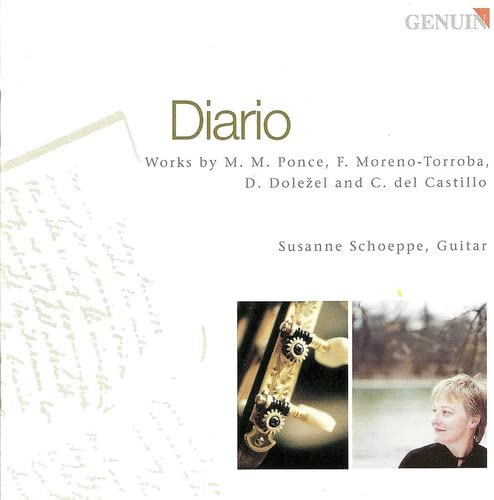 CD cover for “Diario” by Susanne Schoeppe, featuring guitar images.