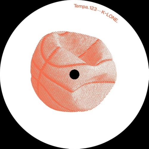 Vinyl record label with abstract orange textured design and black center hole.