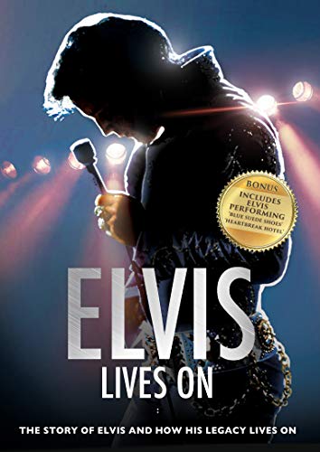 DVD cover for "Elvis Lives On" featuring Elvis Presley performing.