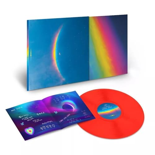 Coldplay “Moon Music” vinyl record and gatefold cover, blue and red tones.