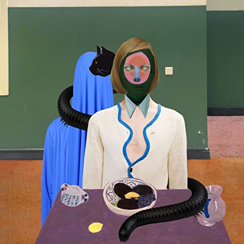 Album cover: two figures in masks with a table setting.