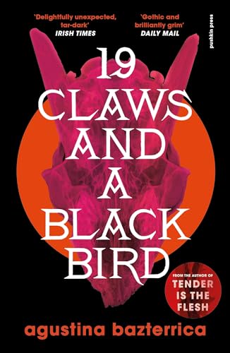 Book cover with a red animal skull silhouette against an orange circle on black.